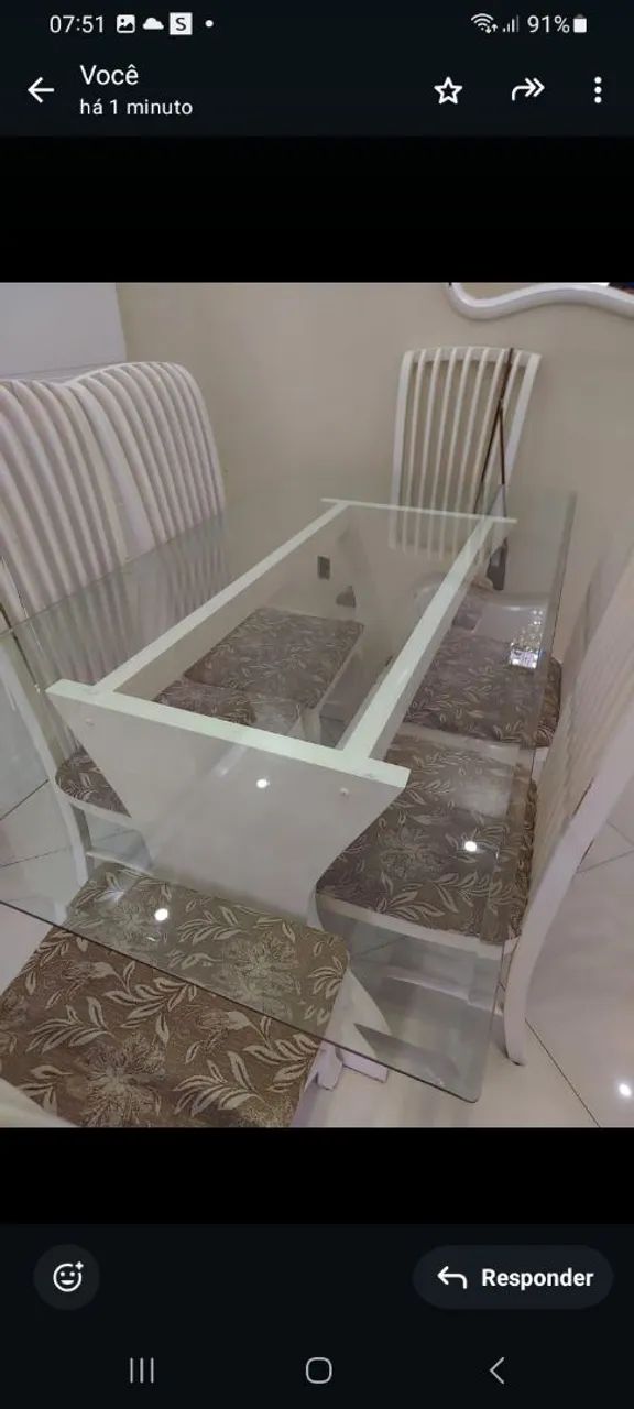 Mesa de Jantar em Vidro e Madeira - Foto 3