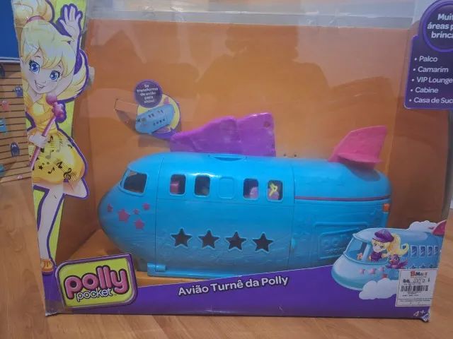 Boneca Polly, avião da Polly e acessórios 
