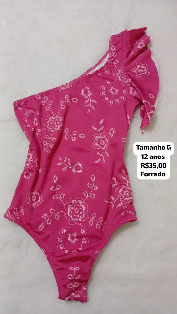 Body Infantil Floral Rosa Tamanho G