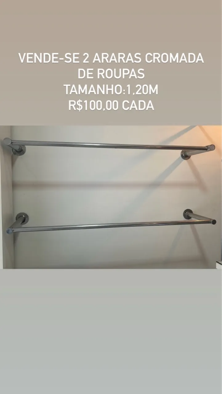 Araras Cromadas para Roupas - 1,20m