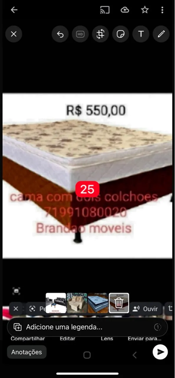 Cama Box com 2 colchões - R$ 550,00