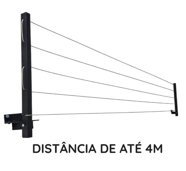 Varal De Parede Retrátil Em Aço Dobrável, Articulado, Cabo De Aço Encapado