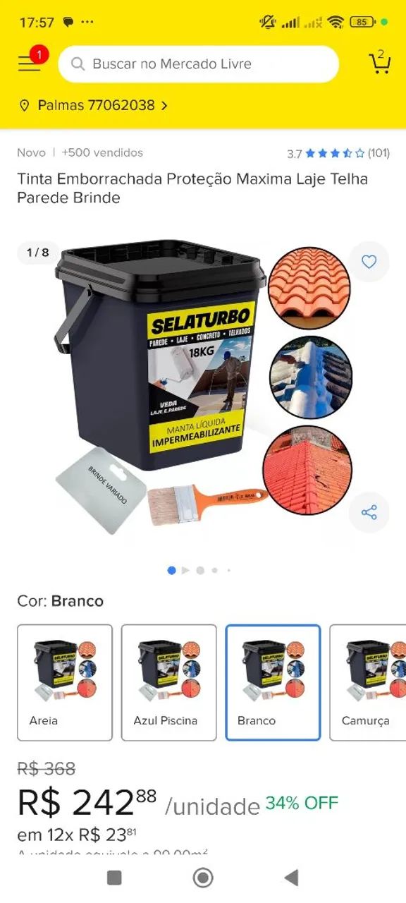 Vende 2 lata de tinta 16L da cor verde angre 2 balde de tinta emborrachado de cor branca   - Foto 3