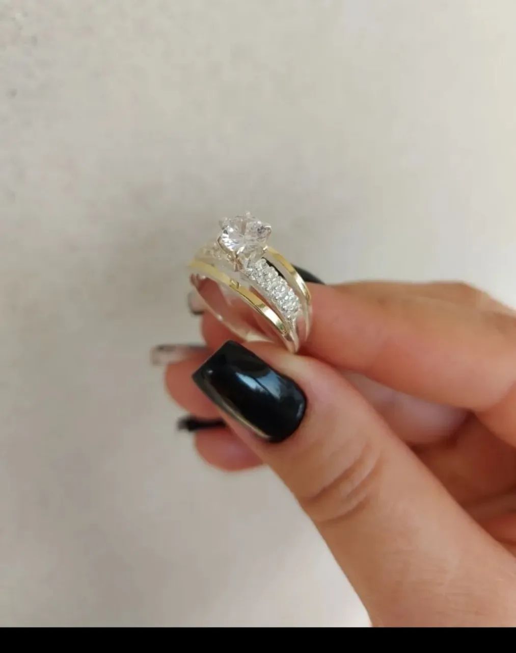Anel em prata e detalhes em ouro , tamanho 15  - Foto 3