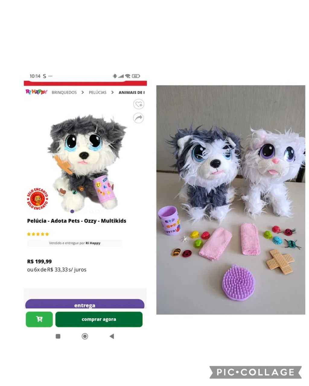 Estado de novos! Adota Pets com acessórios 