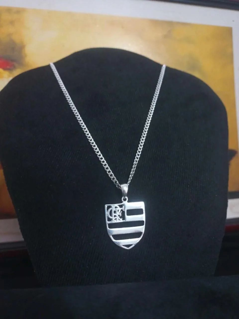 Prata 925 Escamda 3mm + Ping Flamengo 