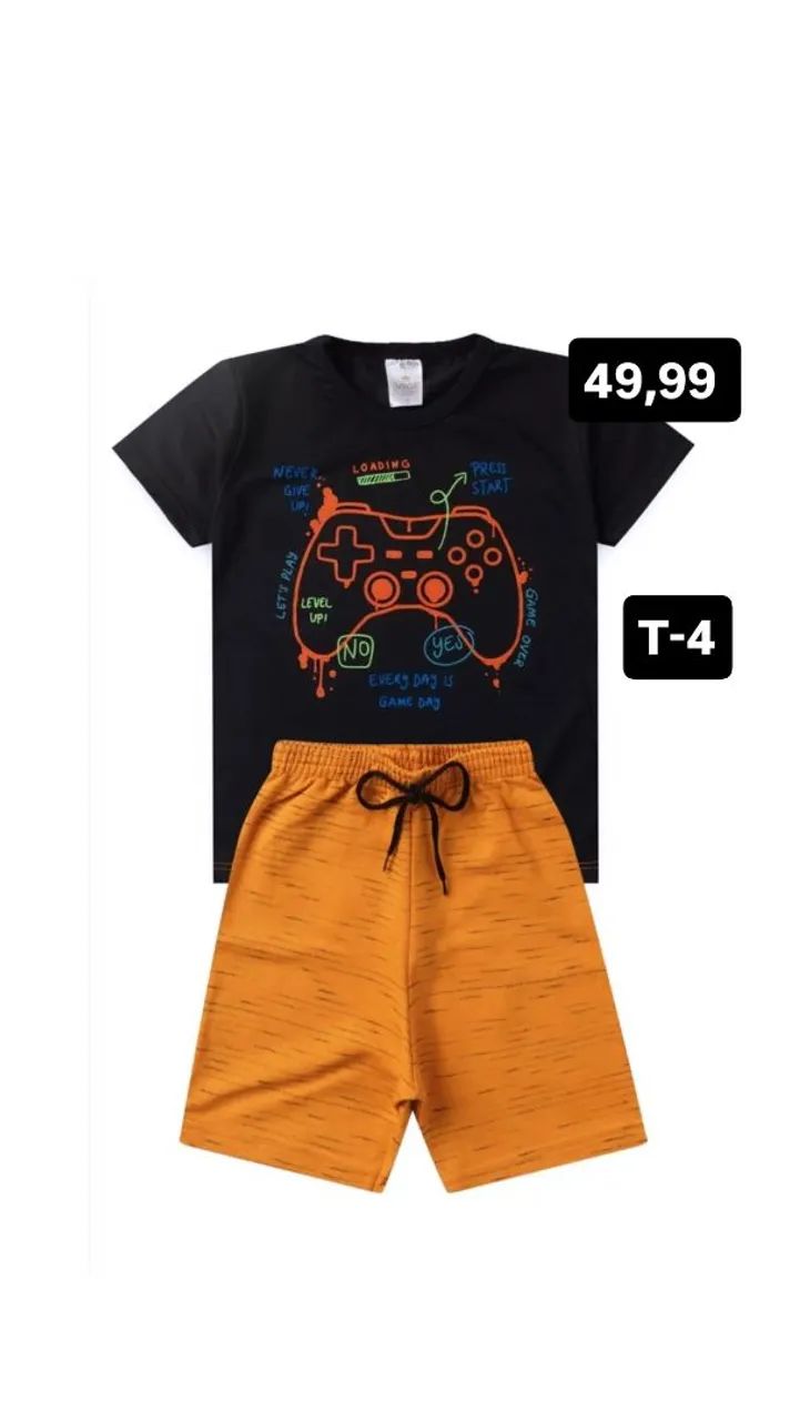 Conjunto Camiseta e Bermuda Infantil - Tamanho 8 - Foto 3