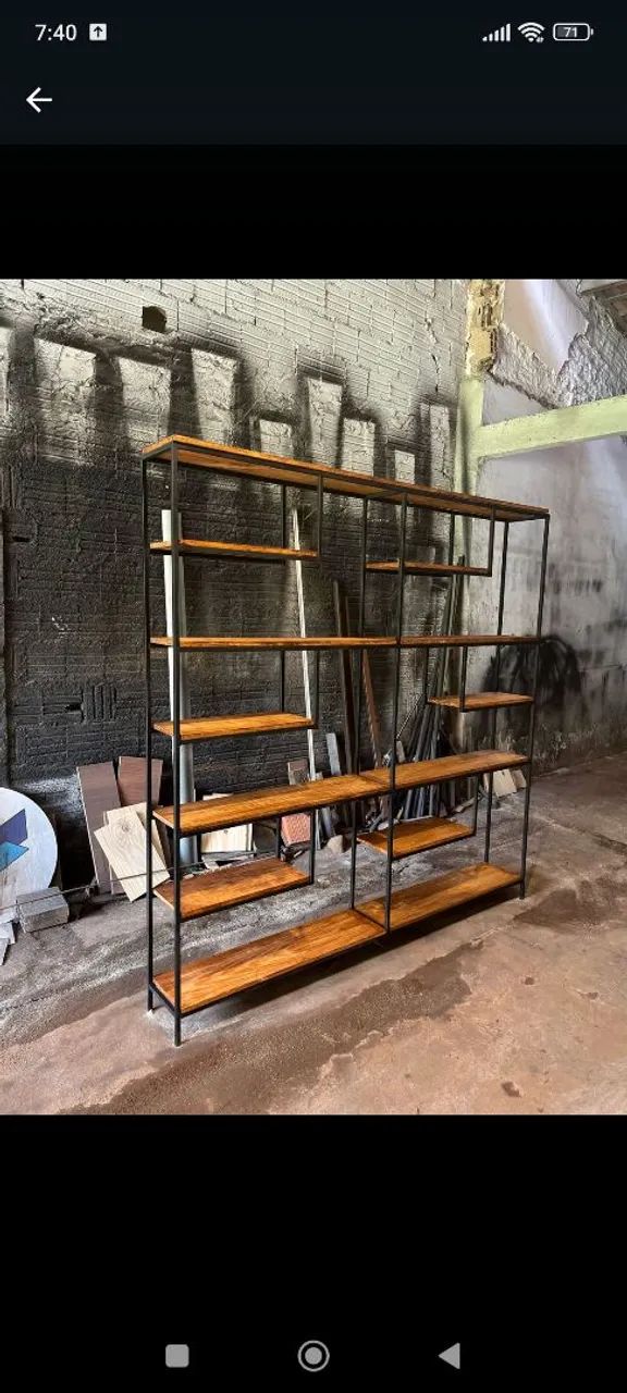Mesa de Escritório Industrial com Estante Integrada - Foto 2