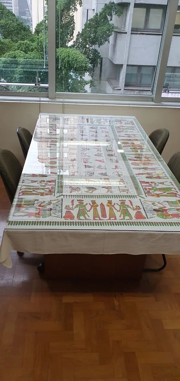Mesa de Reuniao de Escritorio com Tampo de Vidro