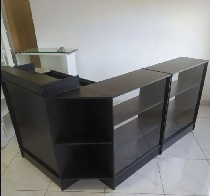 BALCÃO CAIXA EXPOSITOR VITRINE PRETO COMÉRCIO - NOVO