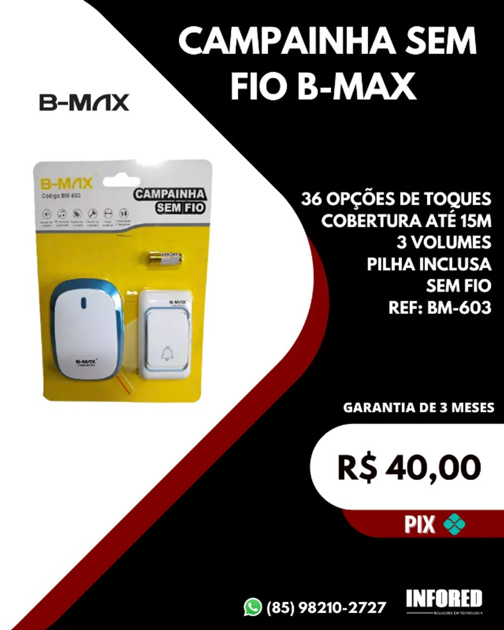 Campainha sem fio B-max BM-603