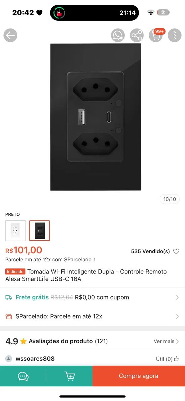 TOMADA INTELIGENTE COM USB64520819532802120