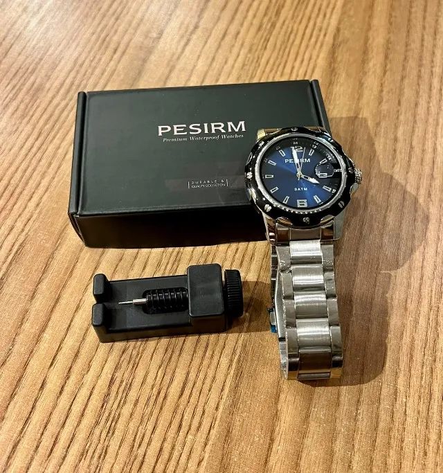 RELÓGIO MASCULINO PESIRM PRATA COM MOSTRADOR AZUL - Foto 3