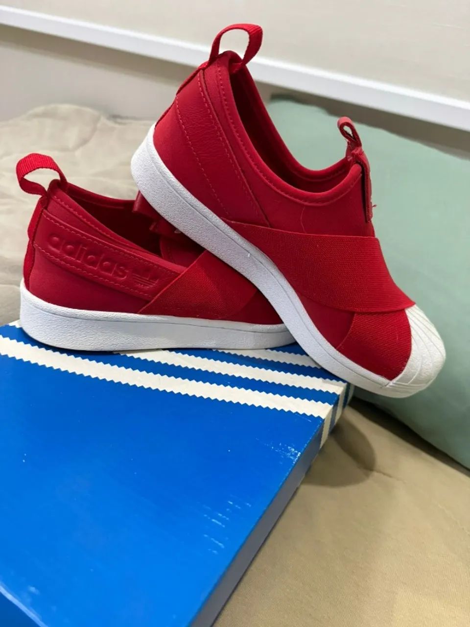 tenis superstar slip on W adidas vermelho tamanho 35 - Foto 3