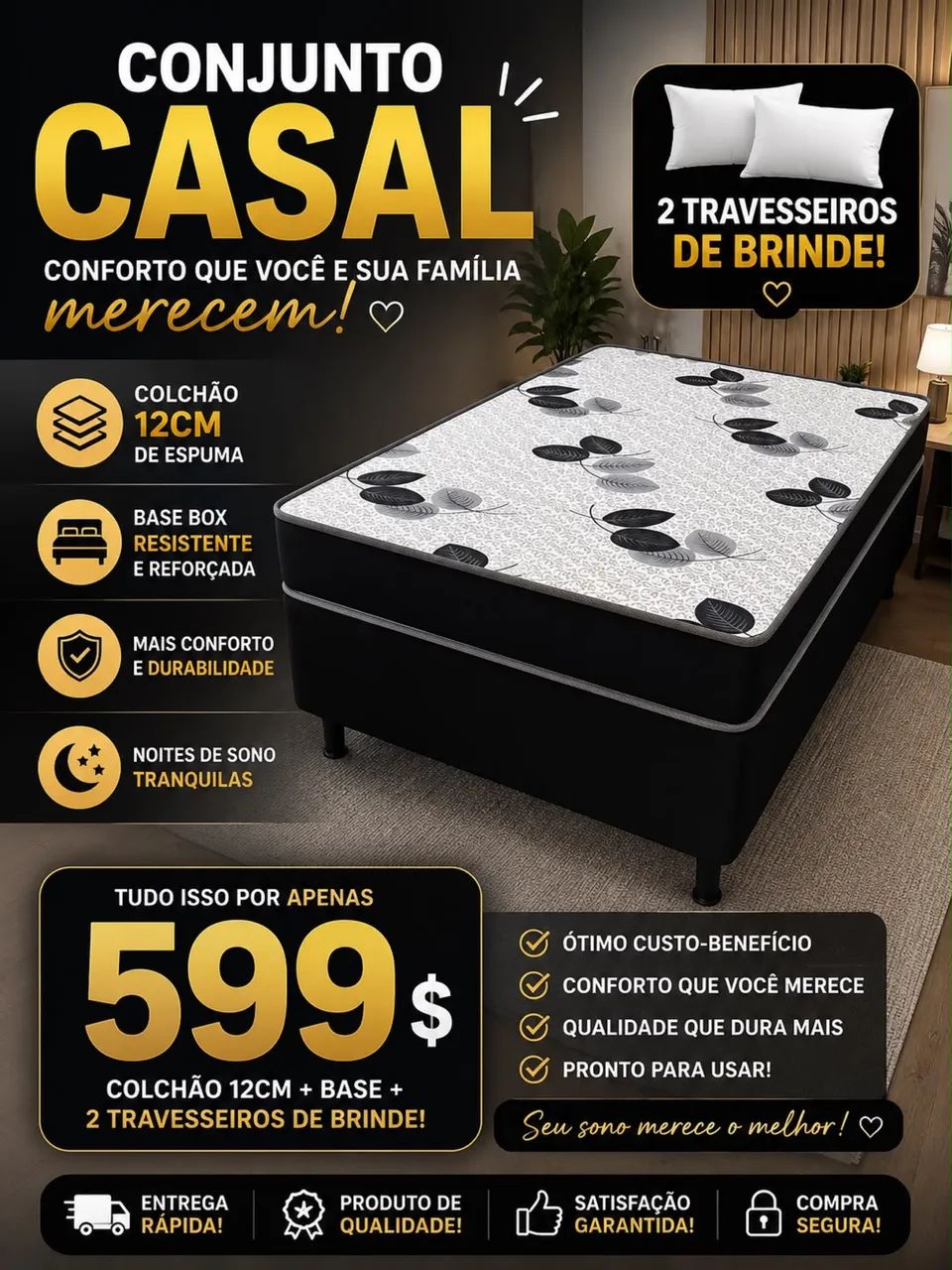 CONJUNTO CASAL COMPLETO ? R$ 599,00