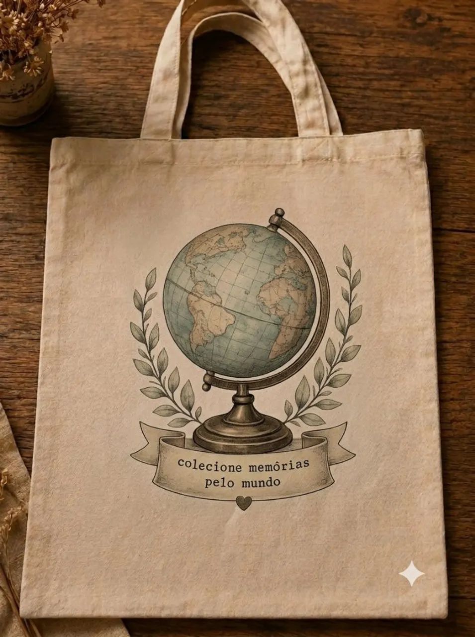 Ecobag de algodão cru com estampa vintage  - Foto 2