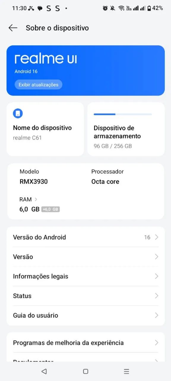 Celular Realme C61 256gb. Ram 6gb em ótimo estado de conservação.