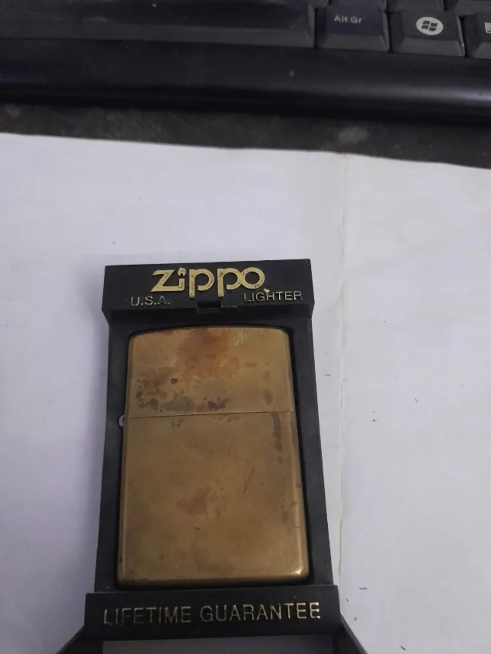 Isqueiro Zippo USMc, dourado, usado