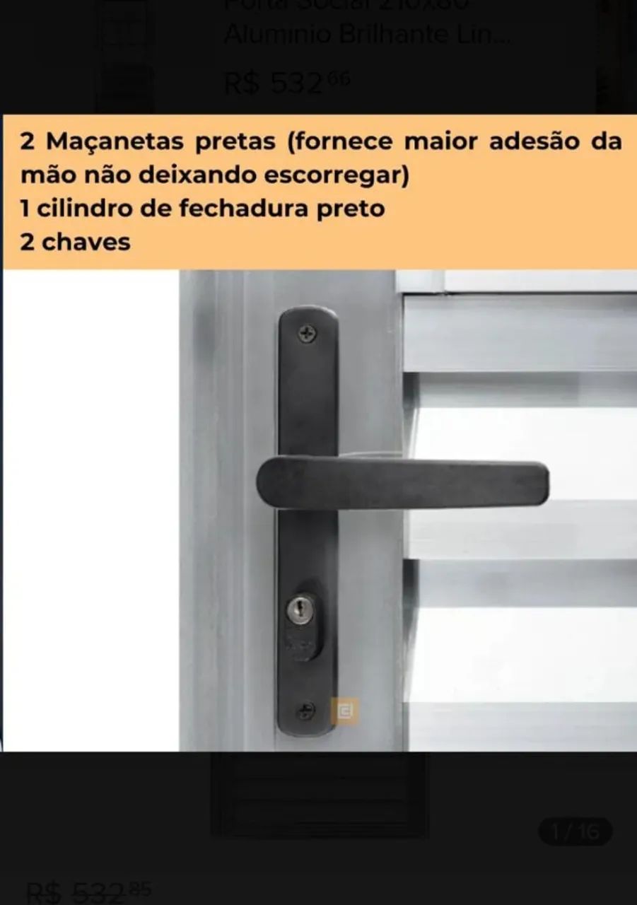 Porta de alumínio 210x90 - Foto 2