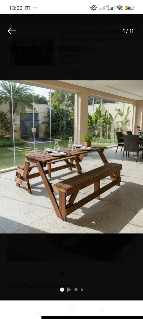 Banco que vira mesa ,6 pessoas  - Foto 2