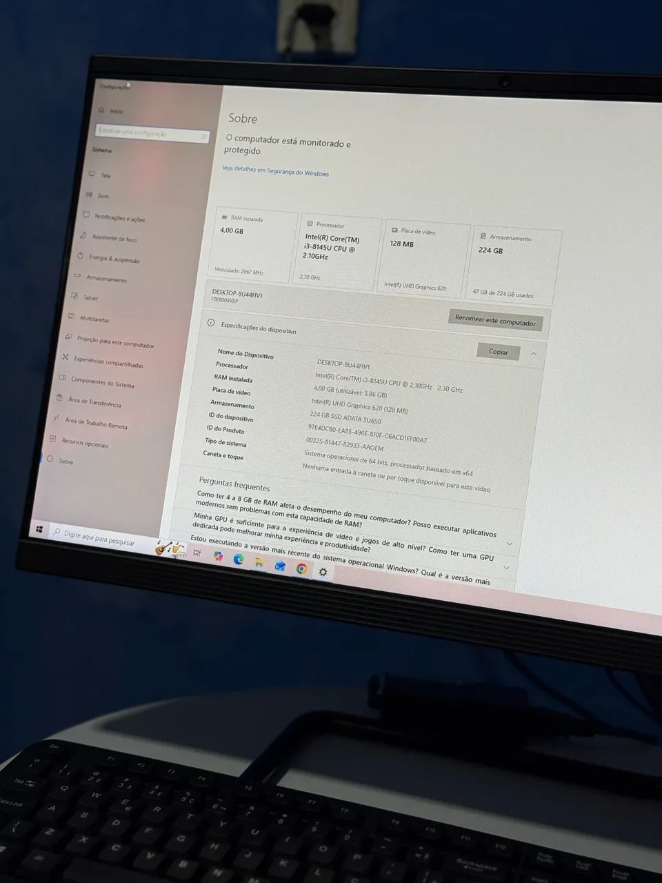 Monitor Lenovo C32u Completo - i3 4Gb RAM SSD 256Gb | Tela de 31,5 polegadas IPS Full HD  - Foto 3