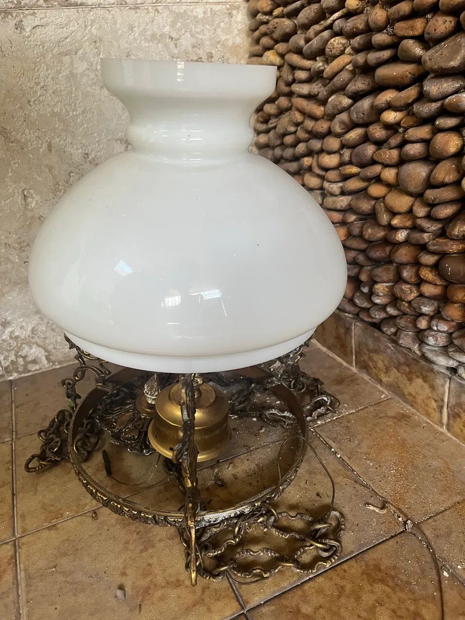 Lustre bronze e cristal 