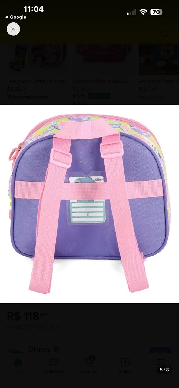 Mochila do Stitch com lancheira  - Foto 3