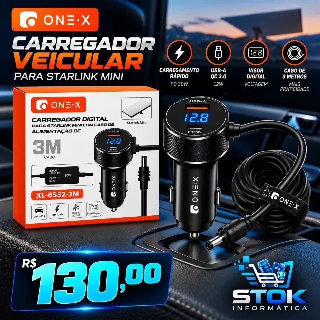 CARREGADOR VEICULAR PARA STARLINK MINI