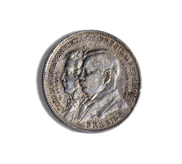 Moeda de 2000 Réis Bras. - SOB. 50% Prata. Ano 1922 - D.PEDRO.I. - Foto 2