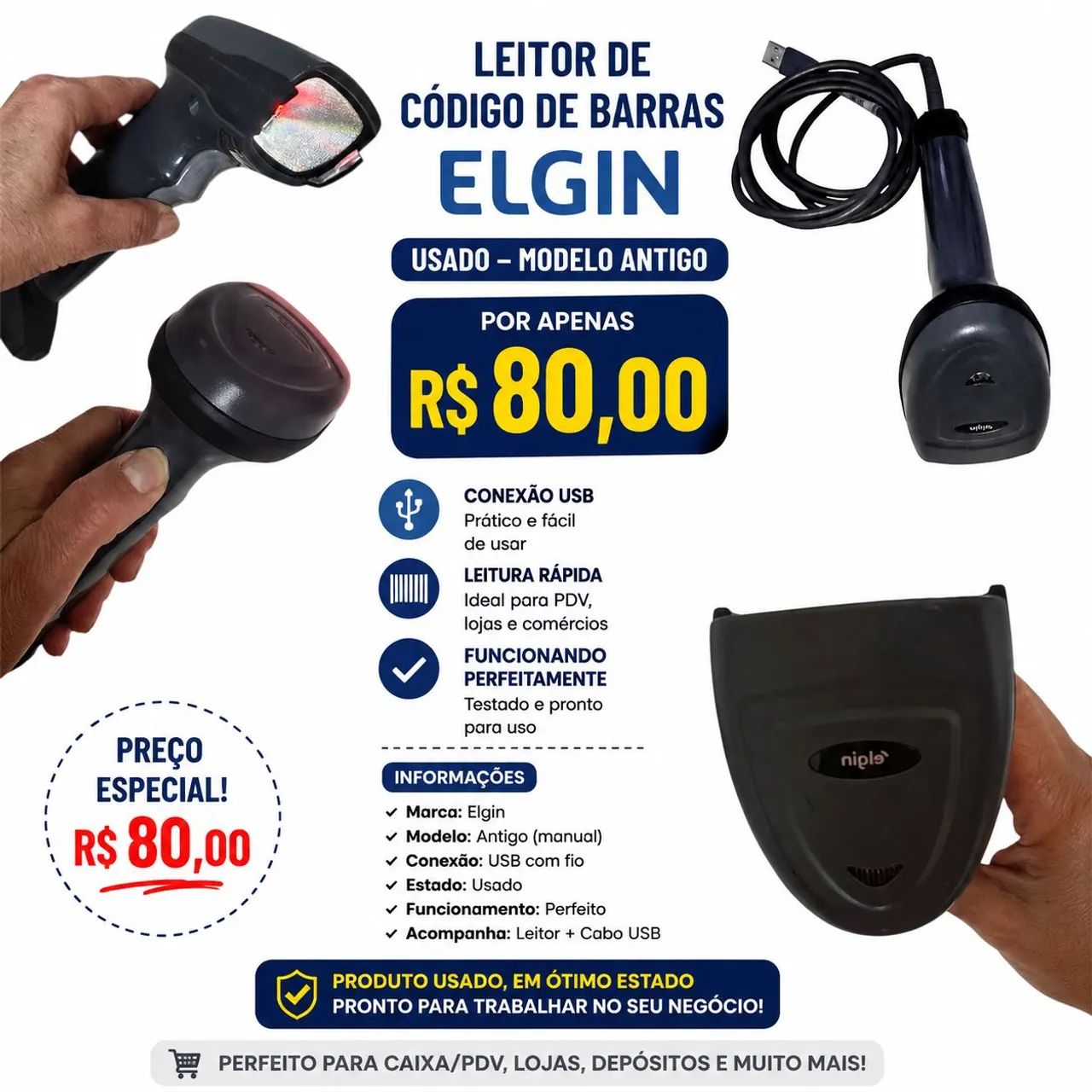 Leitor código de barras. Elgin
