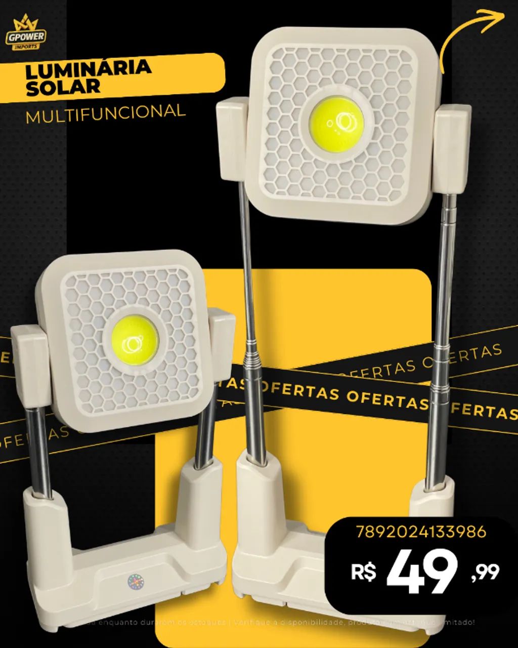 LUMINÁRIA SOLAR MULTIFUNCIONAL