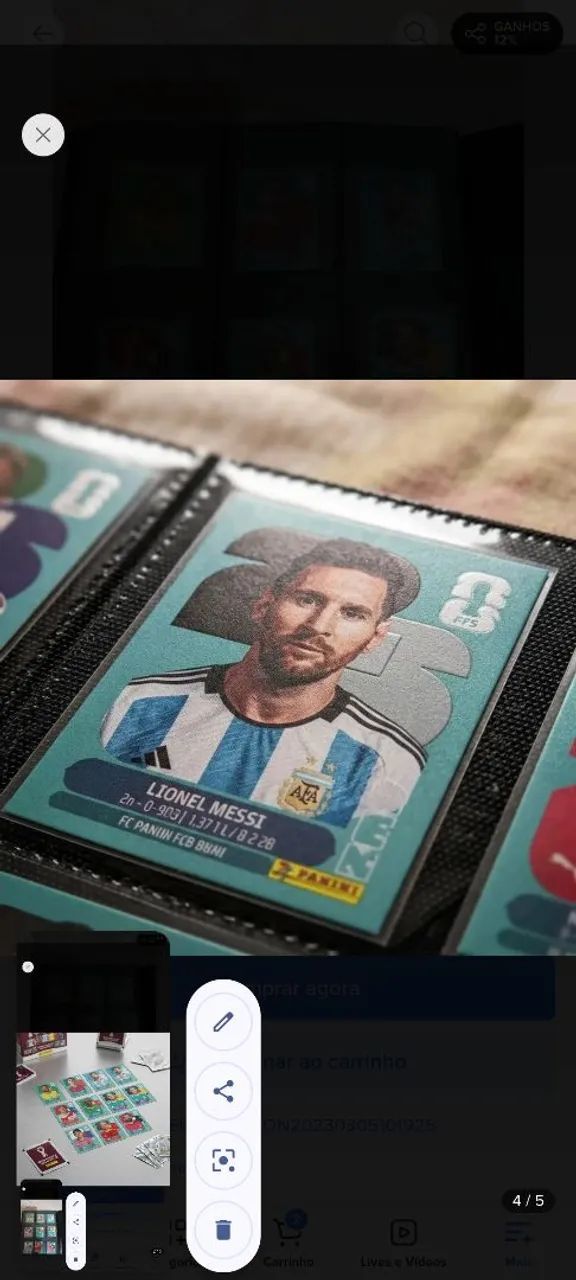 Pasta de figurinhas Panini com os CR7 Messi e Neymar e outro  - Foto 3