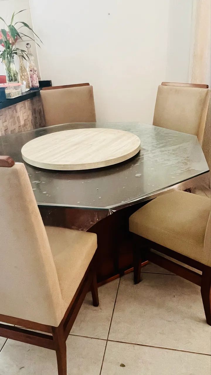 Mesa tampo de vidro 4 cadeiras - Foto 4