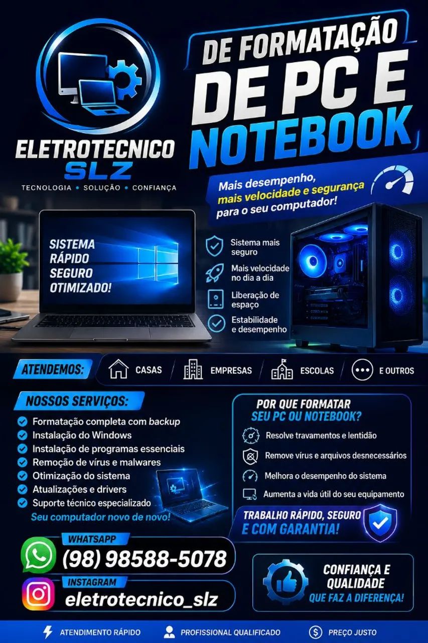 FORMATAÇÃO DE PC E NOTEBOOK