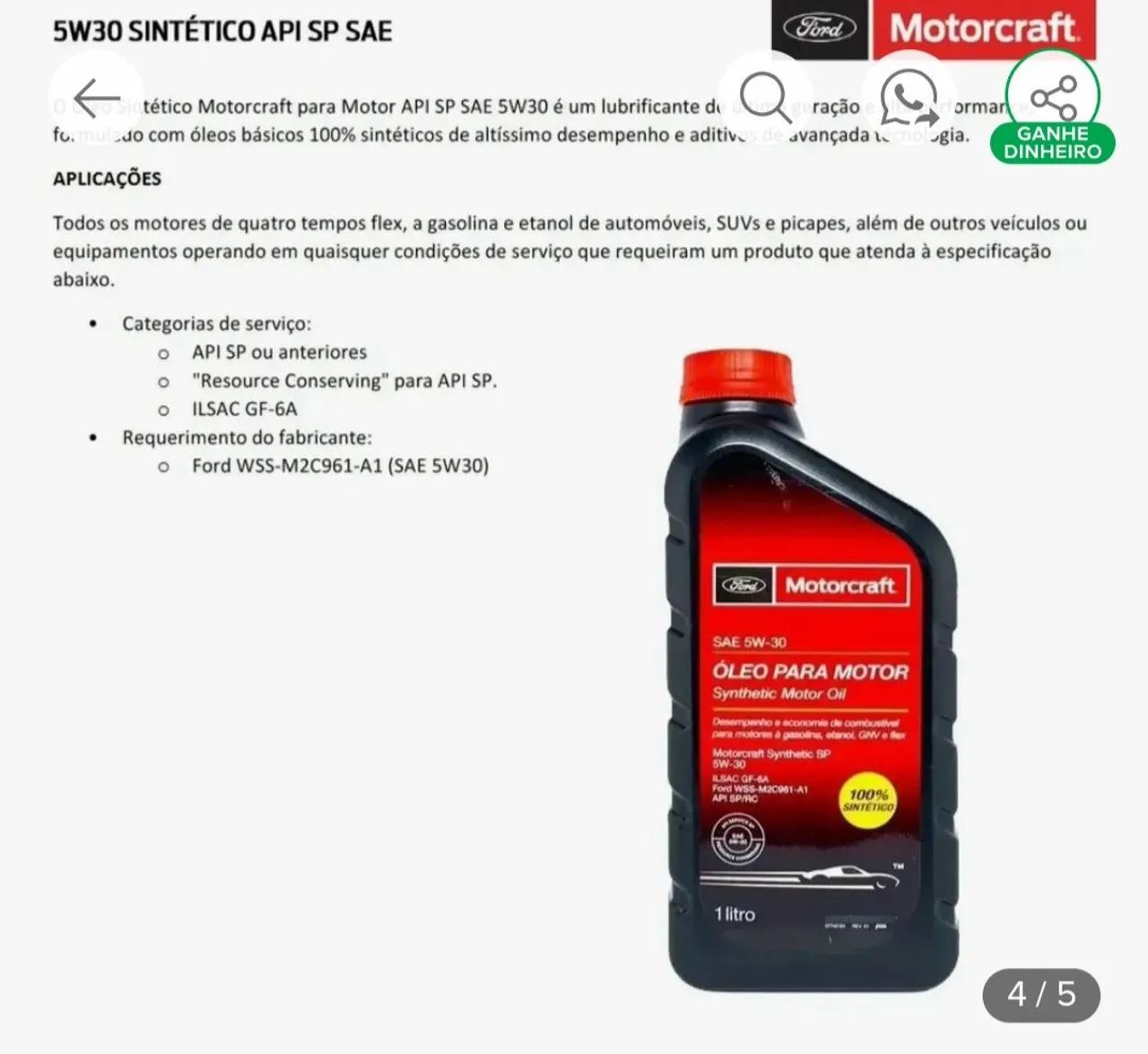 Óleo para Motor 5w30 - Foto 2