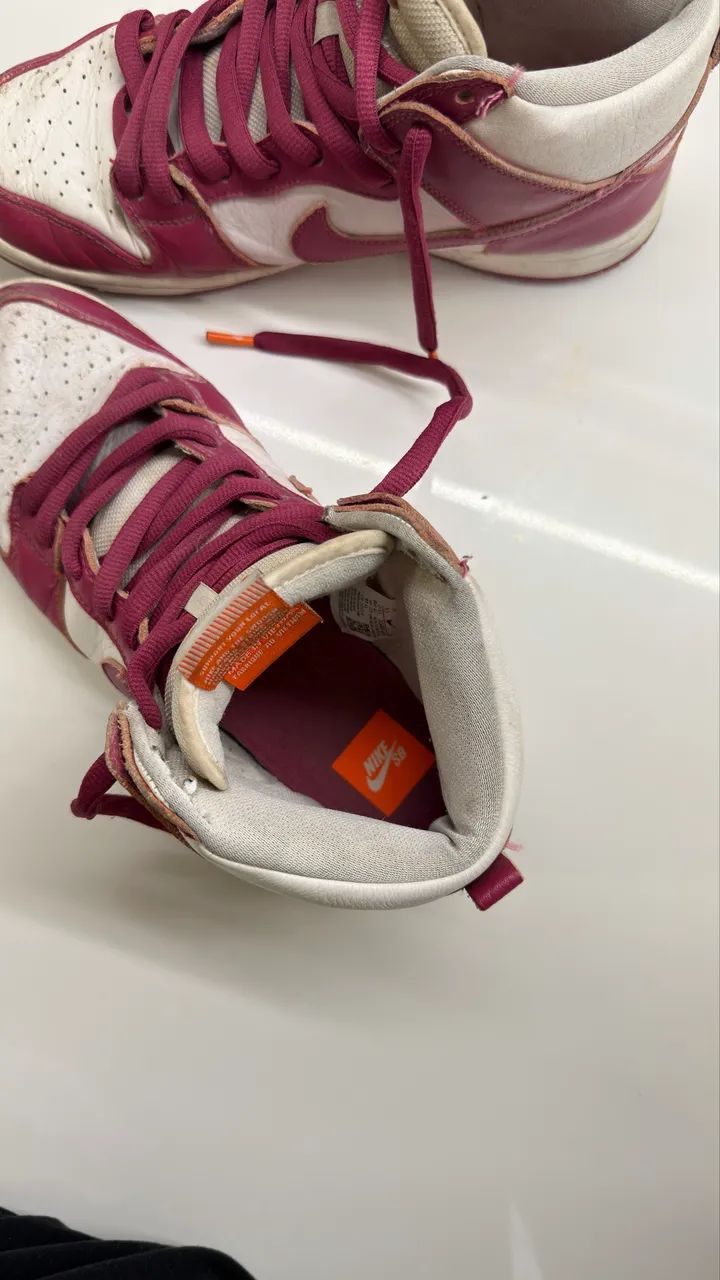 tênis nike sb dunk high pro iso branco/rosa - Foto 4