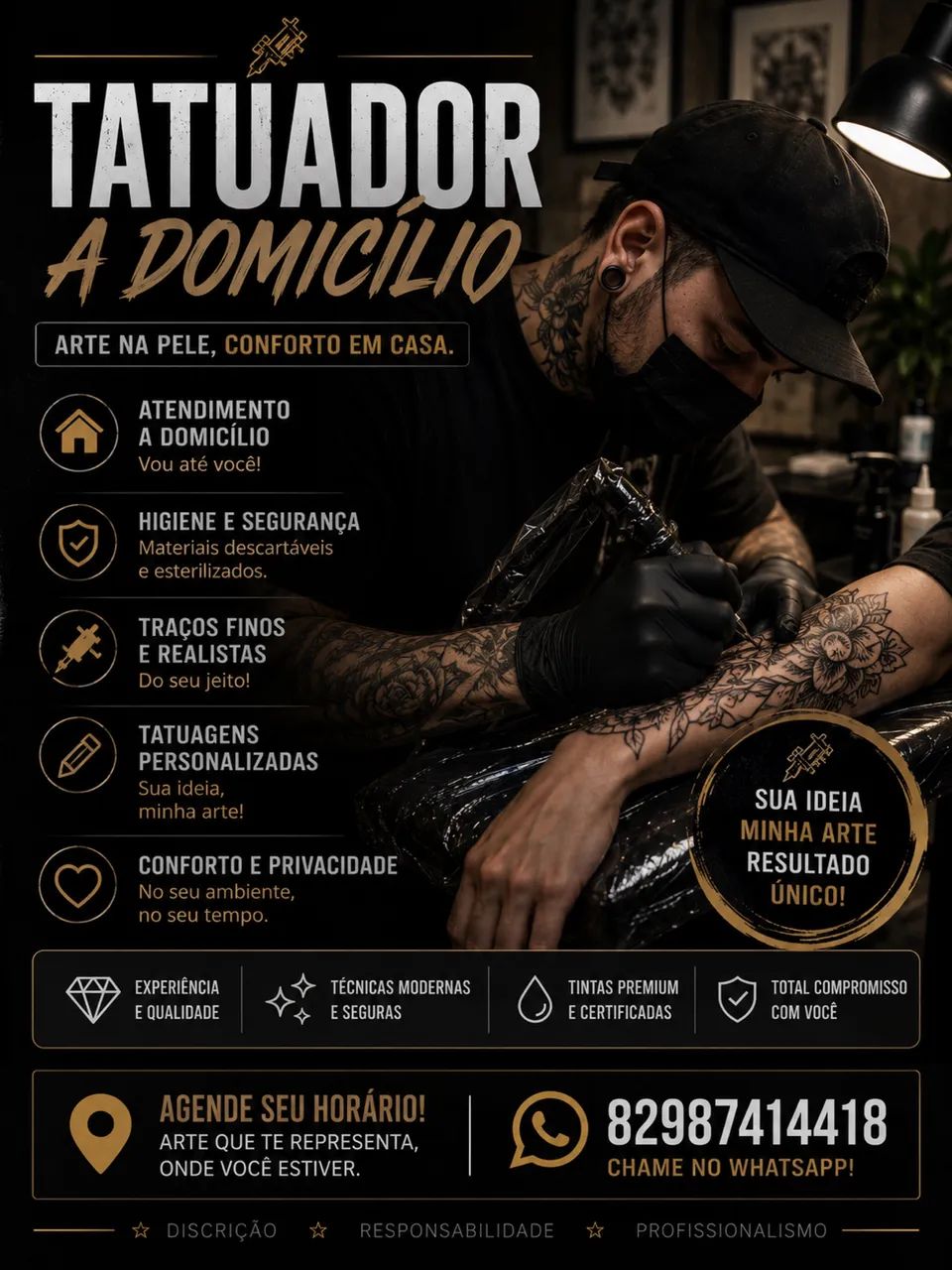 Tatuador profissional a domicílio 