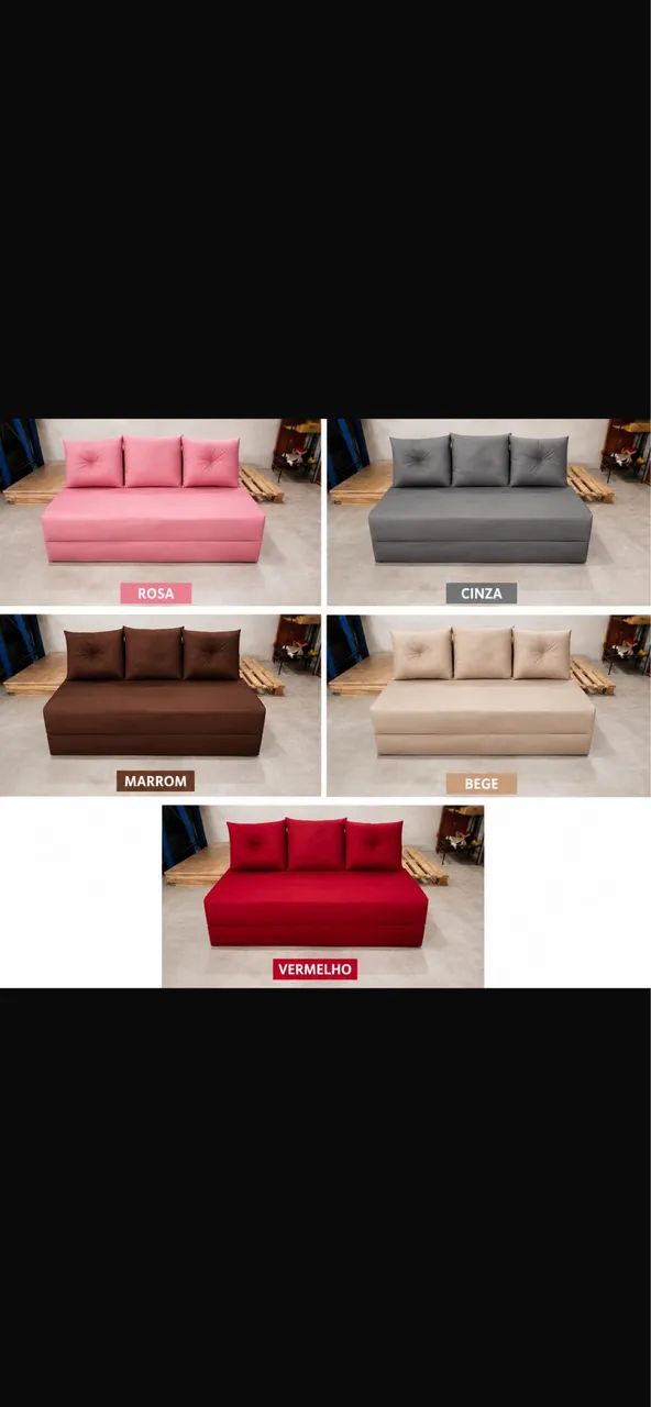 SOFÁ CAMA COM ENCOSTO DIVERSAS CORES  - Foto 2