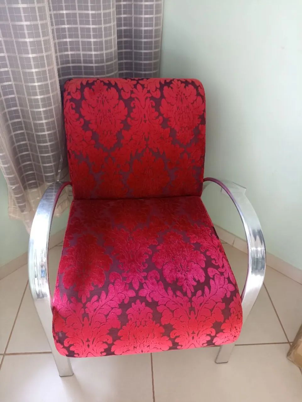 Poltrona impecável jacquard vermelho - Foto 4