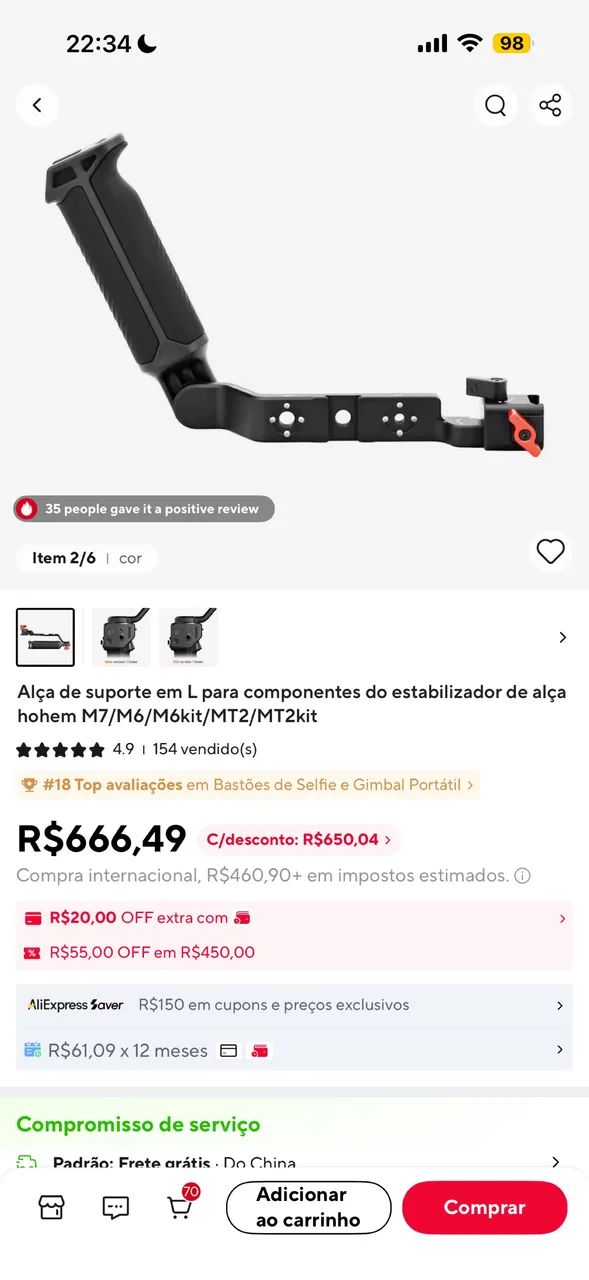 Hohem iSteady M7 Kit Completo + Suporte em L Original - Foto 2