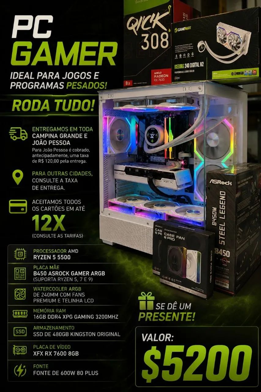 ? PC Gamer Ryzen 5 + RX 7600 8GB