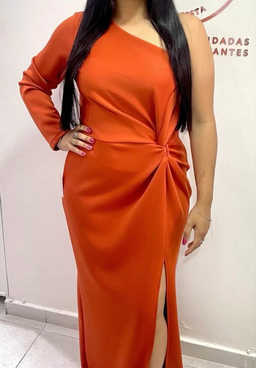 Vestido terracota de crepe