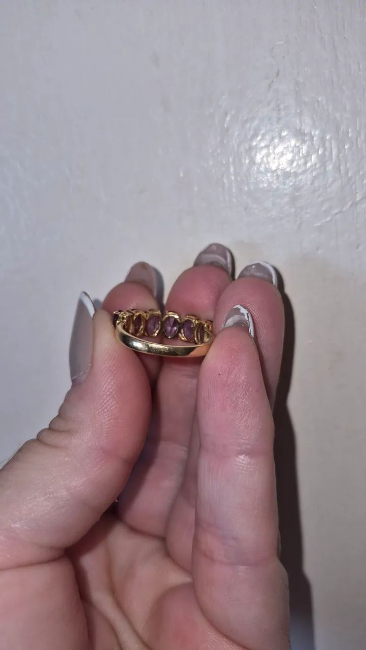 Meia aliança em ouro e pedras - Foto 4