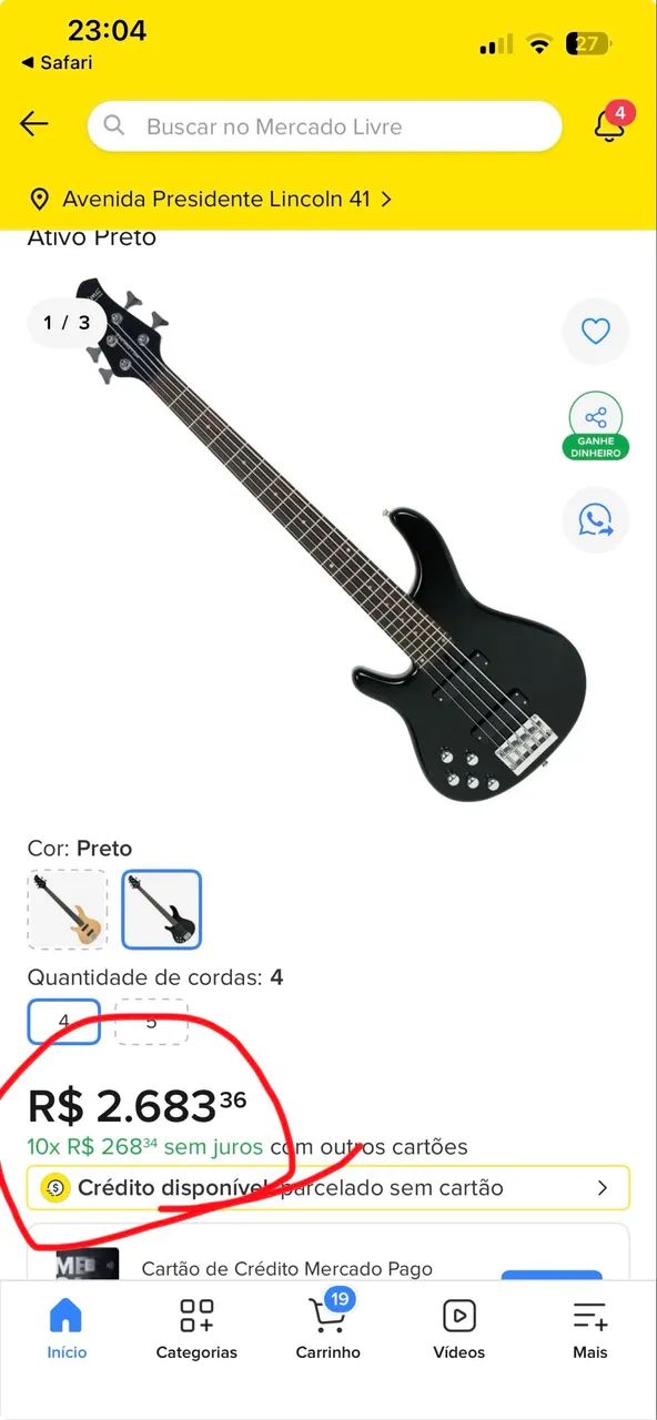 Baixo Canhoto Tagima Milenium 5 - Foto 4