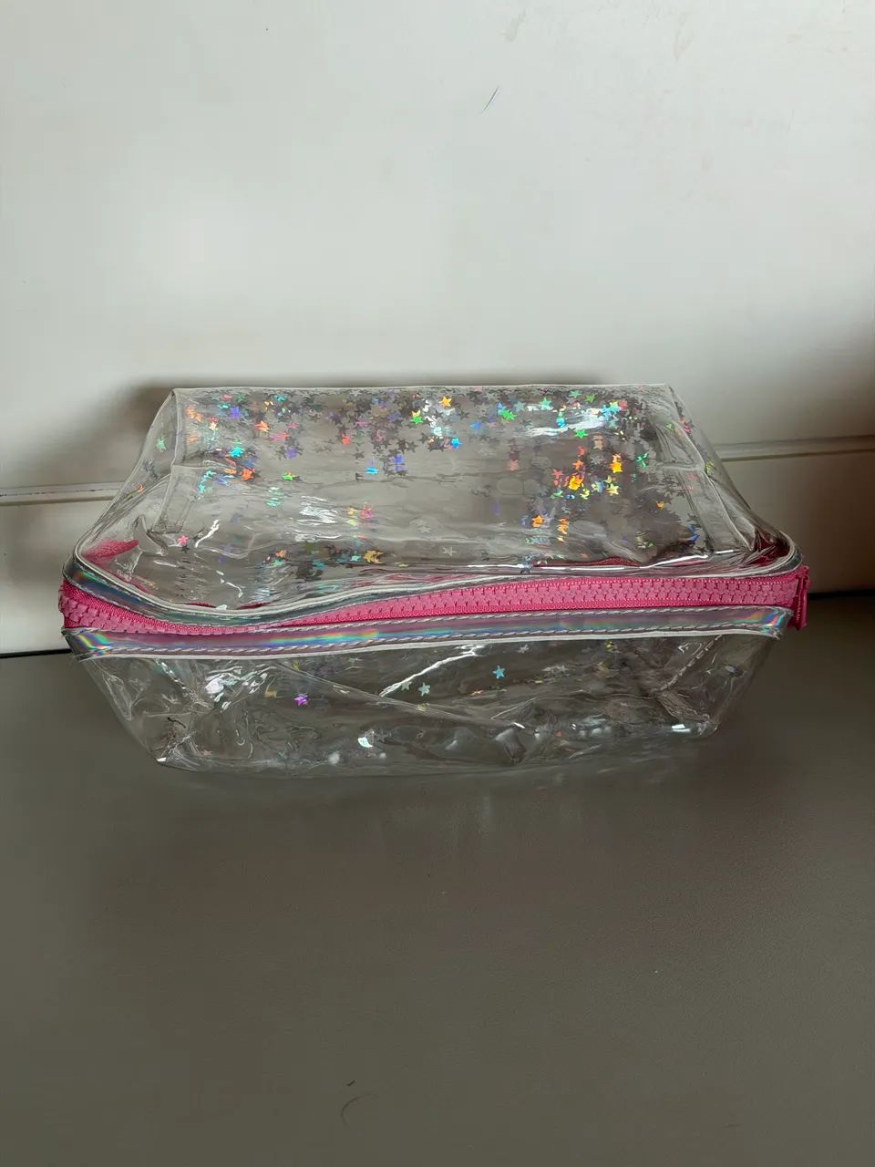Necessaire transparente com glitter - Foto 2