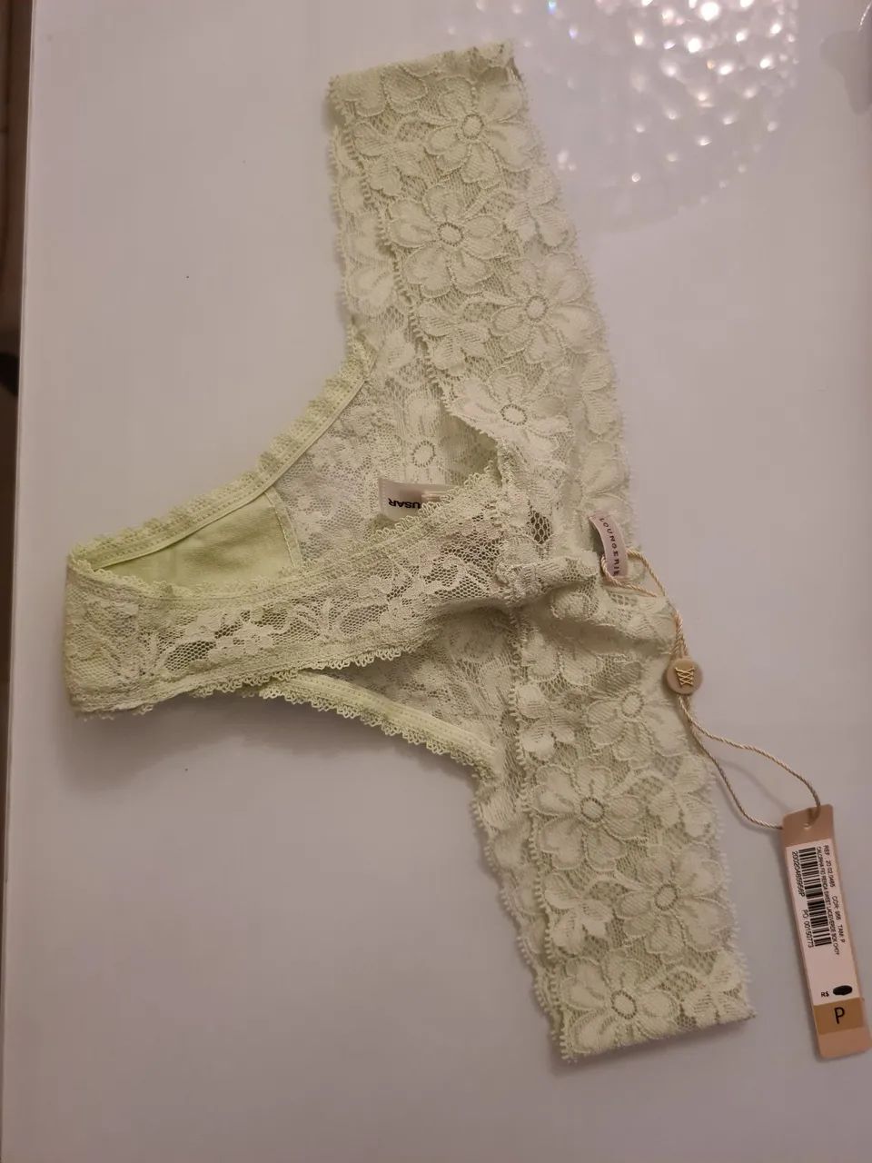 Calcinha Loungerie renda verde menta - nova e com etiqueta - Foto 2