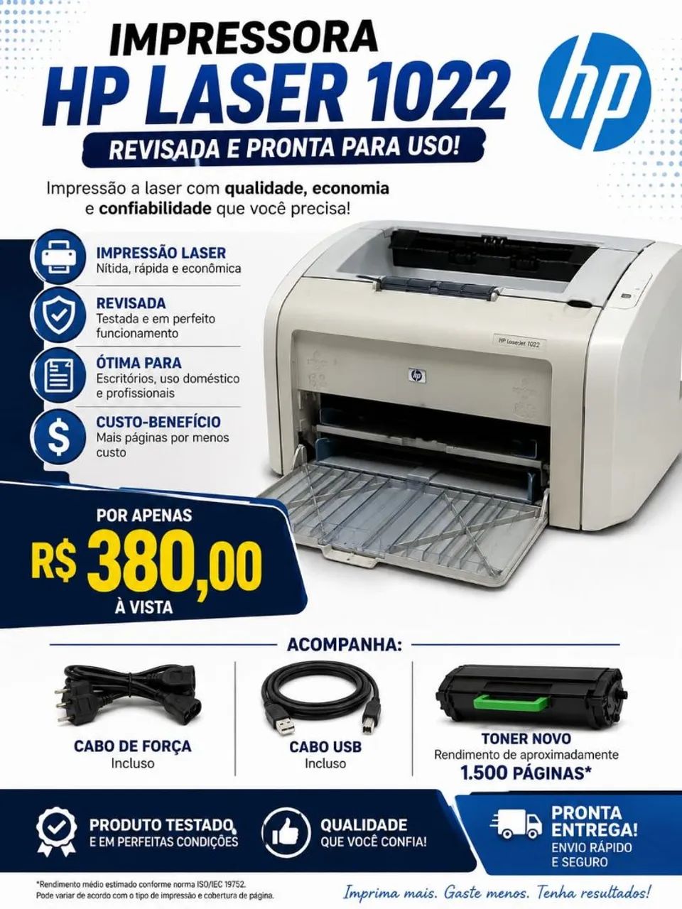 Impressora HP laser modelo 1022