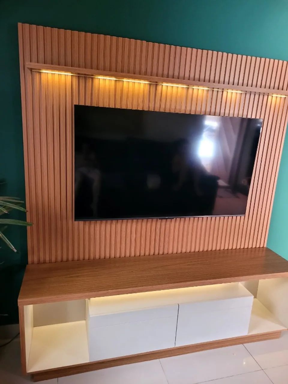 Rack com Painel Ripado para TV até 75" Cronos CabeCasa com LED - Foto 5