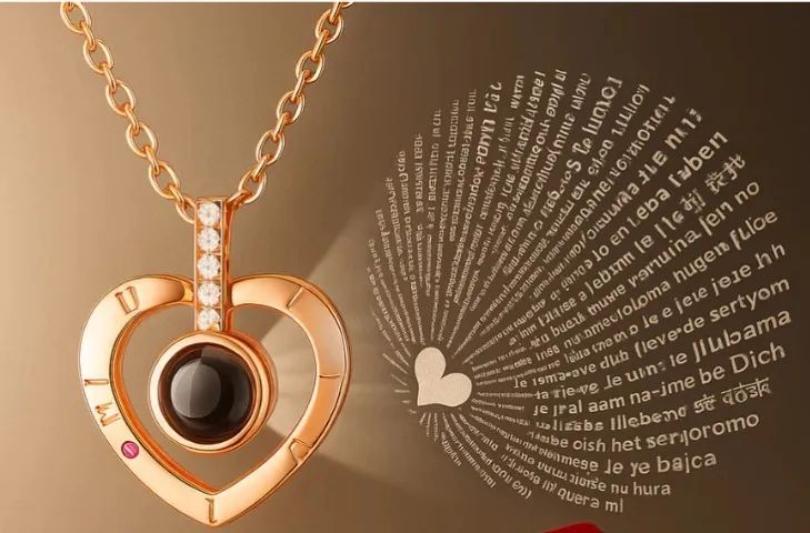 D15 - Colar Coração Projeção 100 Línguas "EU TE AMO"  - Foto 2