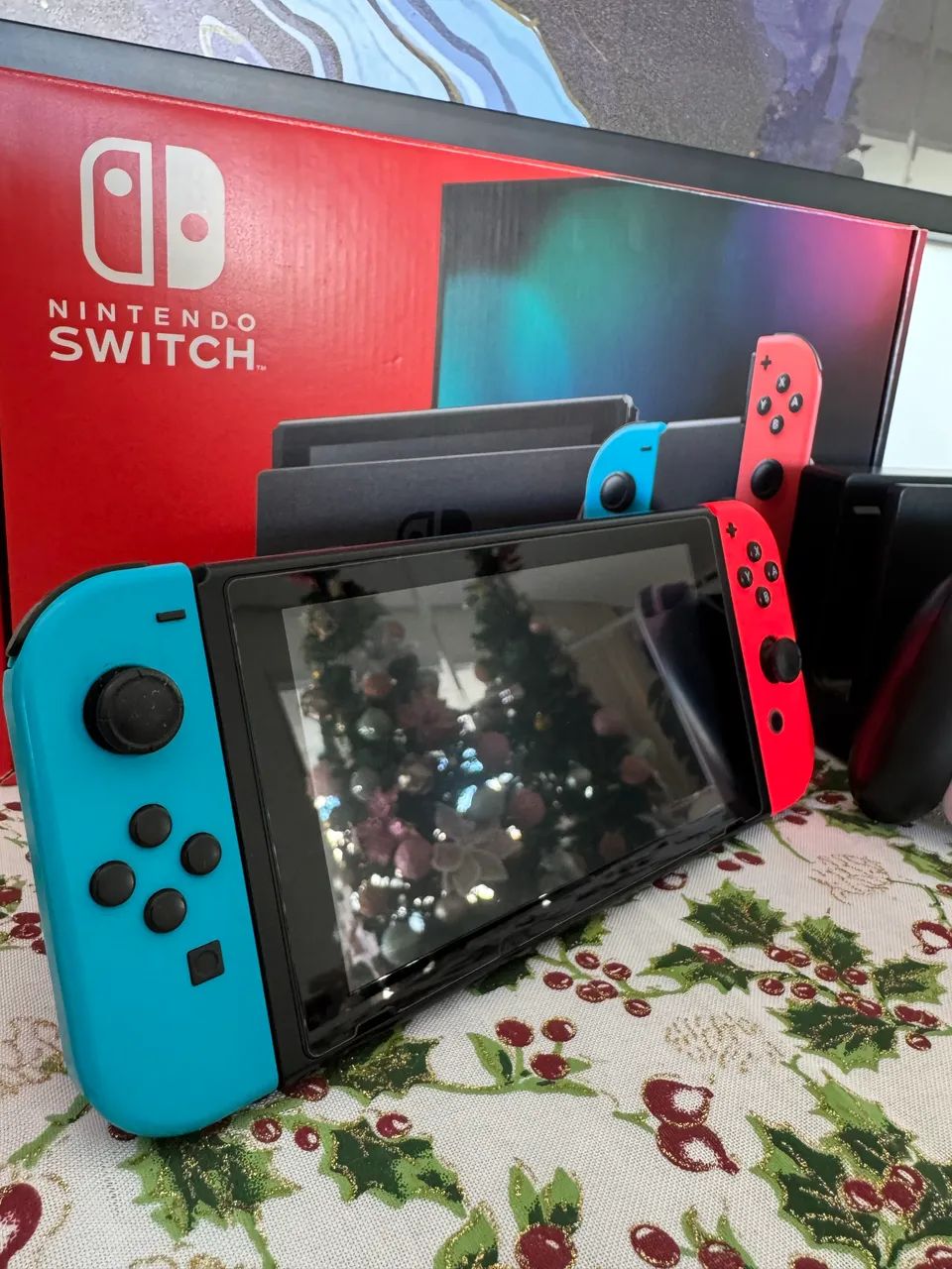 Nintendo Switch 1 nacional + joy-con roxo e verde + case geekshare - Foto 2